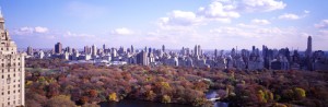 Aerila shot of Central Park in fall