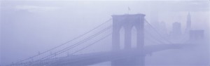 Brooklyn Bridge in fog