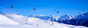 Alpine slope with ski lifts