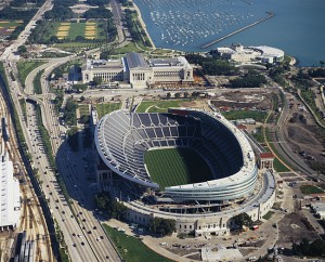 Aerial view of Soldier Field