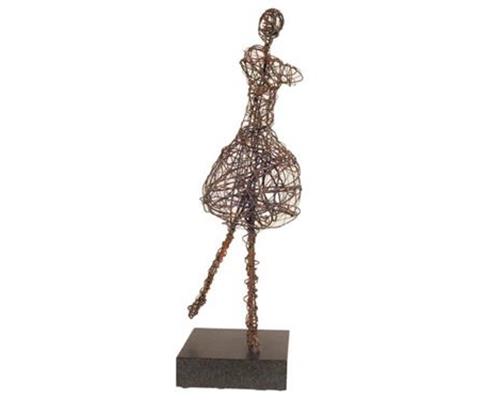LG pirouette steel wire sculpture on marble base 24 in. x 7 in. x 7 in.