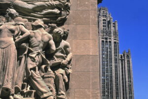 Bas Relief on the Michigan Ave. Bridge and the Tribune Tower